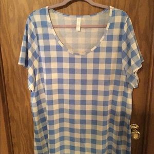 Blue Gingham check LulaRoe 3xl Tee